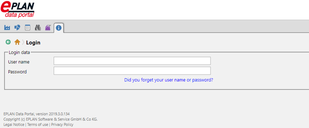 EPLAN Data Portal - forgot password screenshot