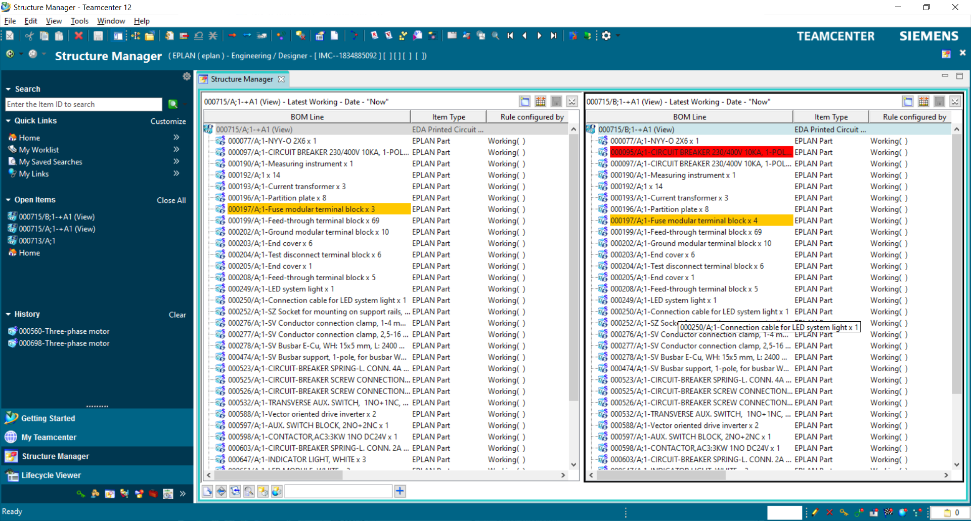 Bill of materials in Siemens Teamcenter