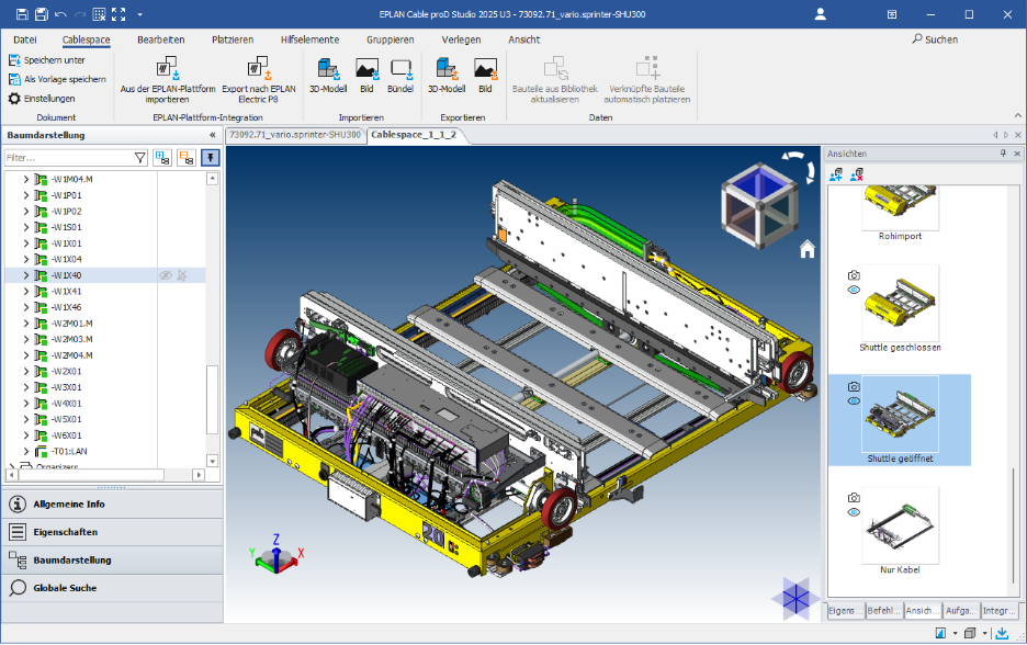  The 3D model of a shuttle vehicle is used in Eplan Cable proD for cable design (Photo: psb intralogistics GmbH) 